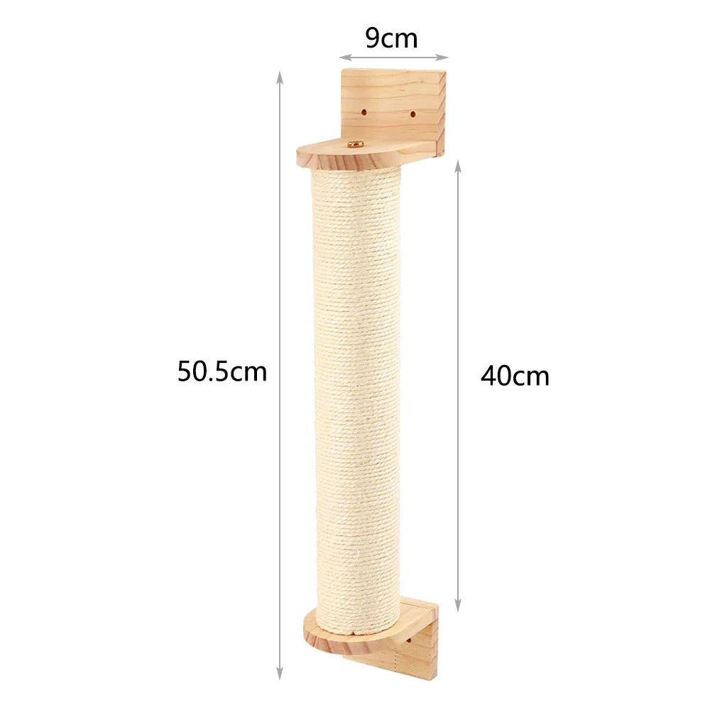 Wall-Mounted Cat Climbing Shelf with Sisal Scratching Post-My Little Pet