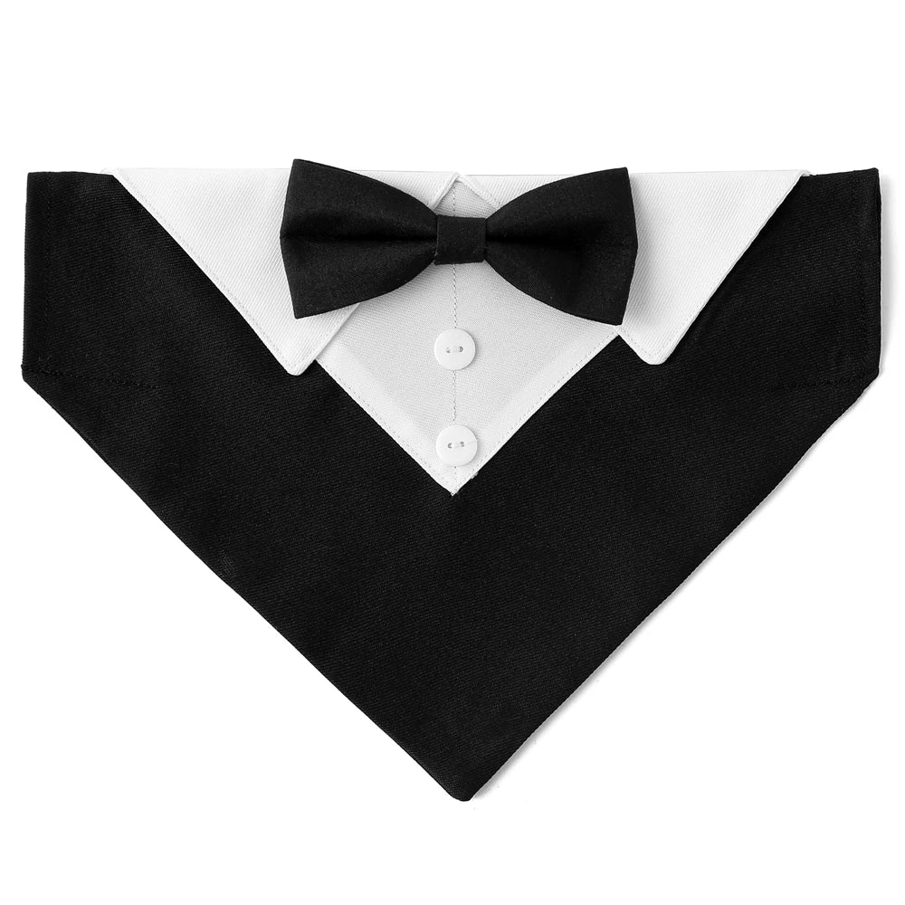 Elegant Adjustable Dog Tuxedo Collar with Bow Tie for Special Occasions-My Little Pet