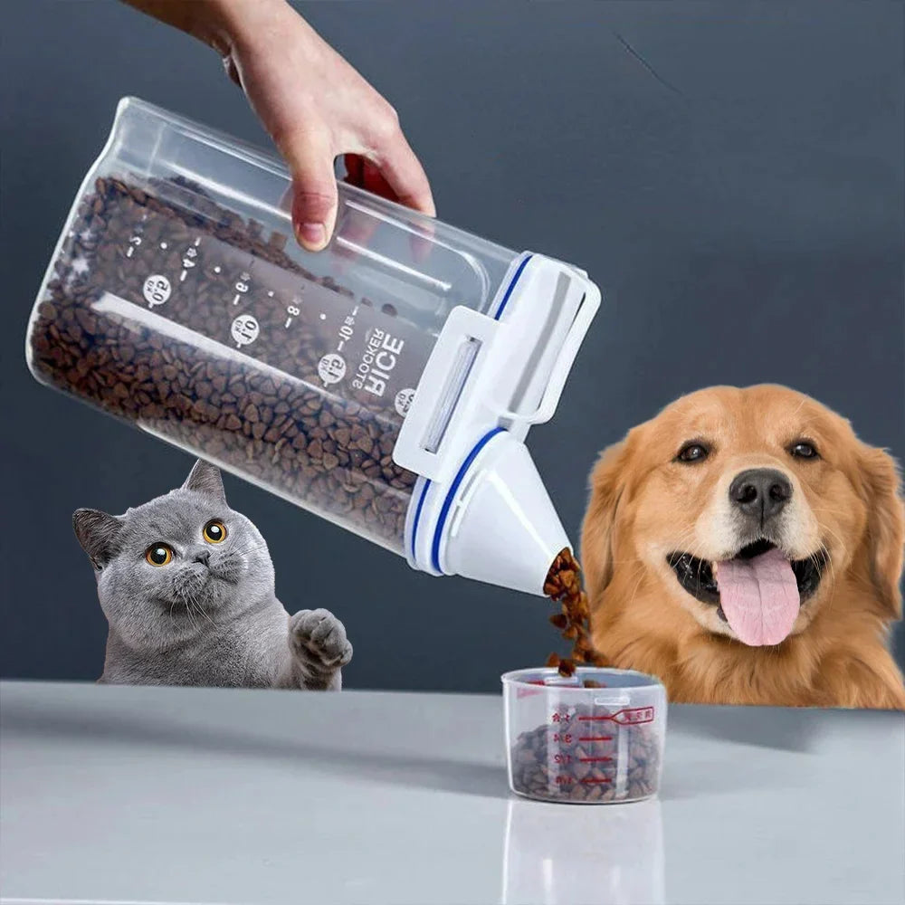 Pet Food Storage Container with Measuring Cup, 2kg Capacity-My Little Pet