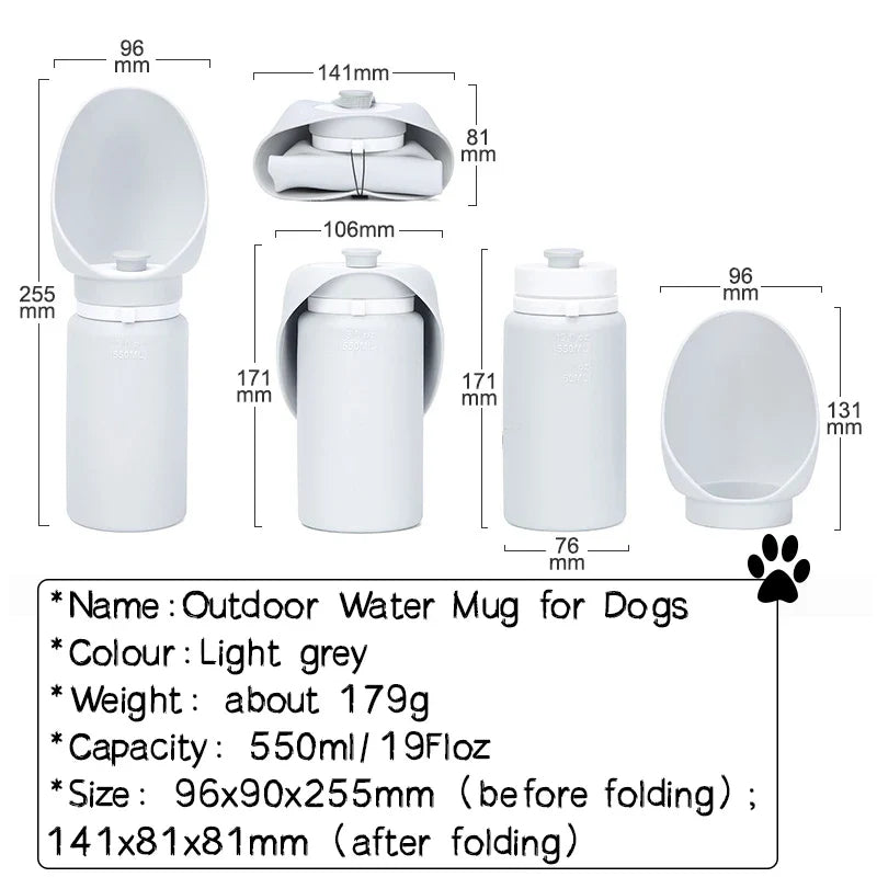 Portable Folding Pet Water Bottle 550ml for Outdoor Walking and Travel-My Little Pet