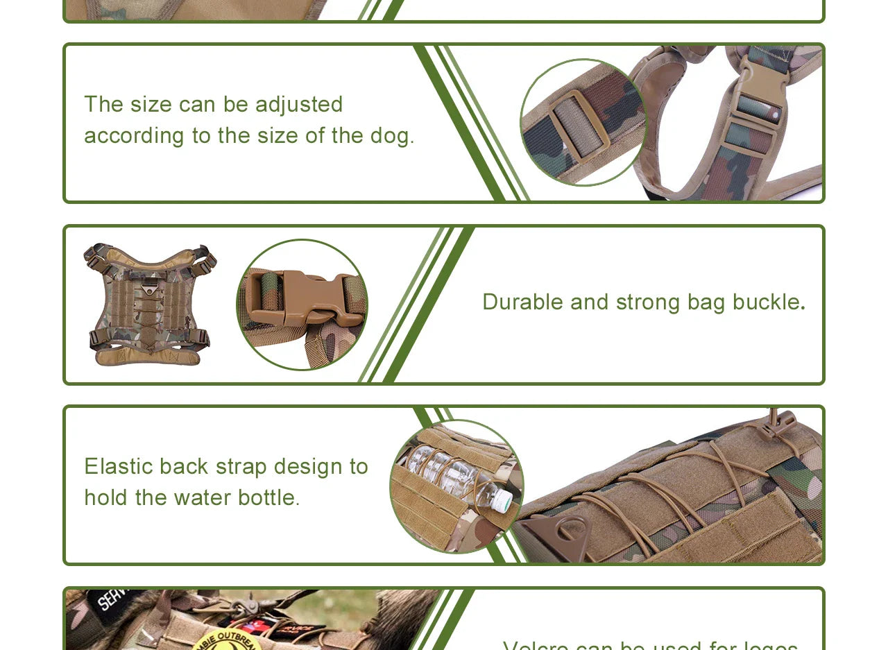 High-Quality Tactical Dog Harness for Outdoor Activities-My Little Pet