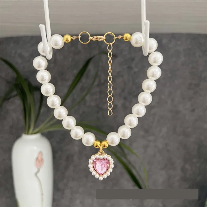 Elegant Adjustable Pearl Pet Necklace for Cats and Dogs-My Little Pet