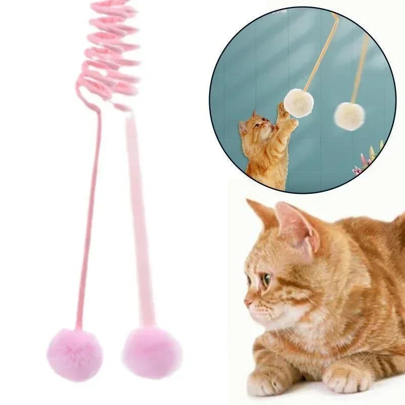 Interactive Cat Toy with Spring Rope and Plush Ball-My Little Pet