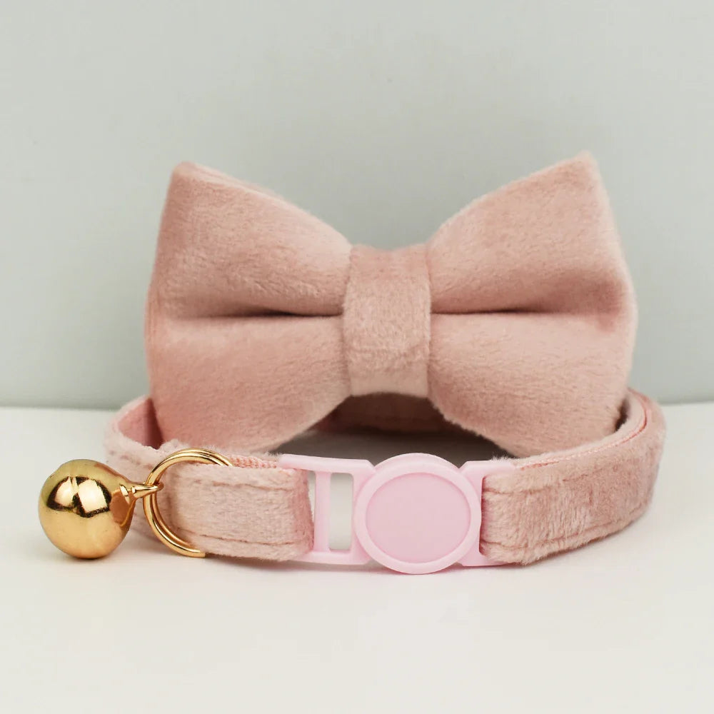 Velvet Cat Collar with Adjustable Safety and Bell-My Little Pet