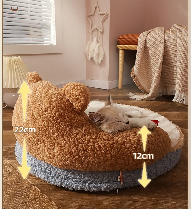 Plush Bear-Shaped Pet Bed - Cozy Cushion for Cats and Dogs-My Little Pet