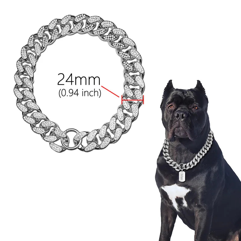 Elegant Diamond Inlaid Dog Collar - Reflective, Lightweight Necklace for Pets-My Little Pet