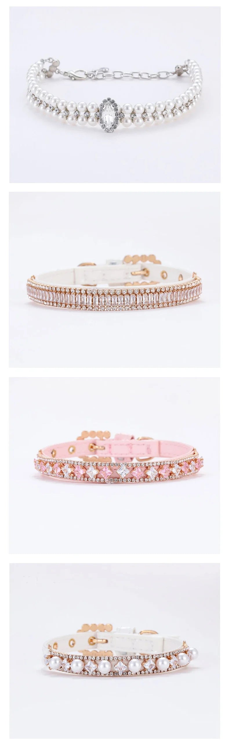 Elegant Pearl and Rhinestone Pet Collar-My Little Pet