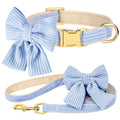 Elegant Velvet Dog Collar and Leash Set with Bowknot for Small to Medium Dogs-My Little Pet