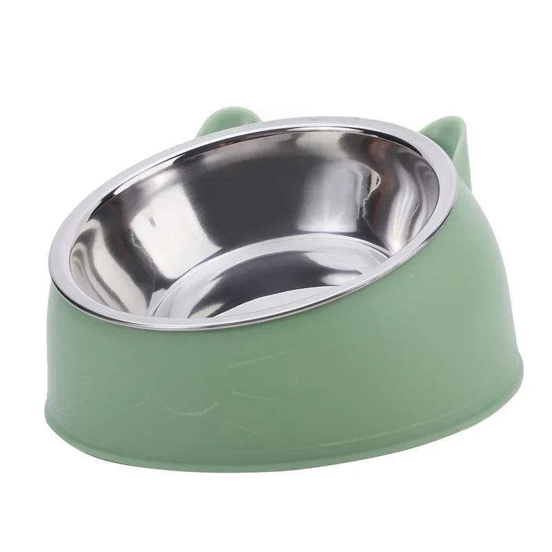 Non-Slip Cat Bowl with Stainless Steel Insert – Cute Ear Design-My Little Pet