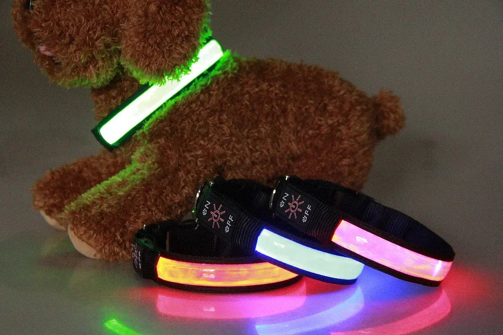 USB Rechargeable LED Dog Collar - Adjustable, Flashing Light Safety Collar for All Dog Sizes-My Little Pet