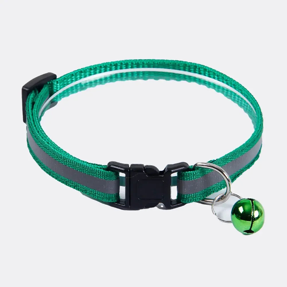 Adjustable Reflective Pet Collar with Bell for Dogs and Cats-My Little Pet