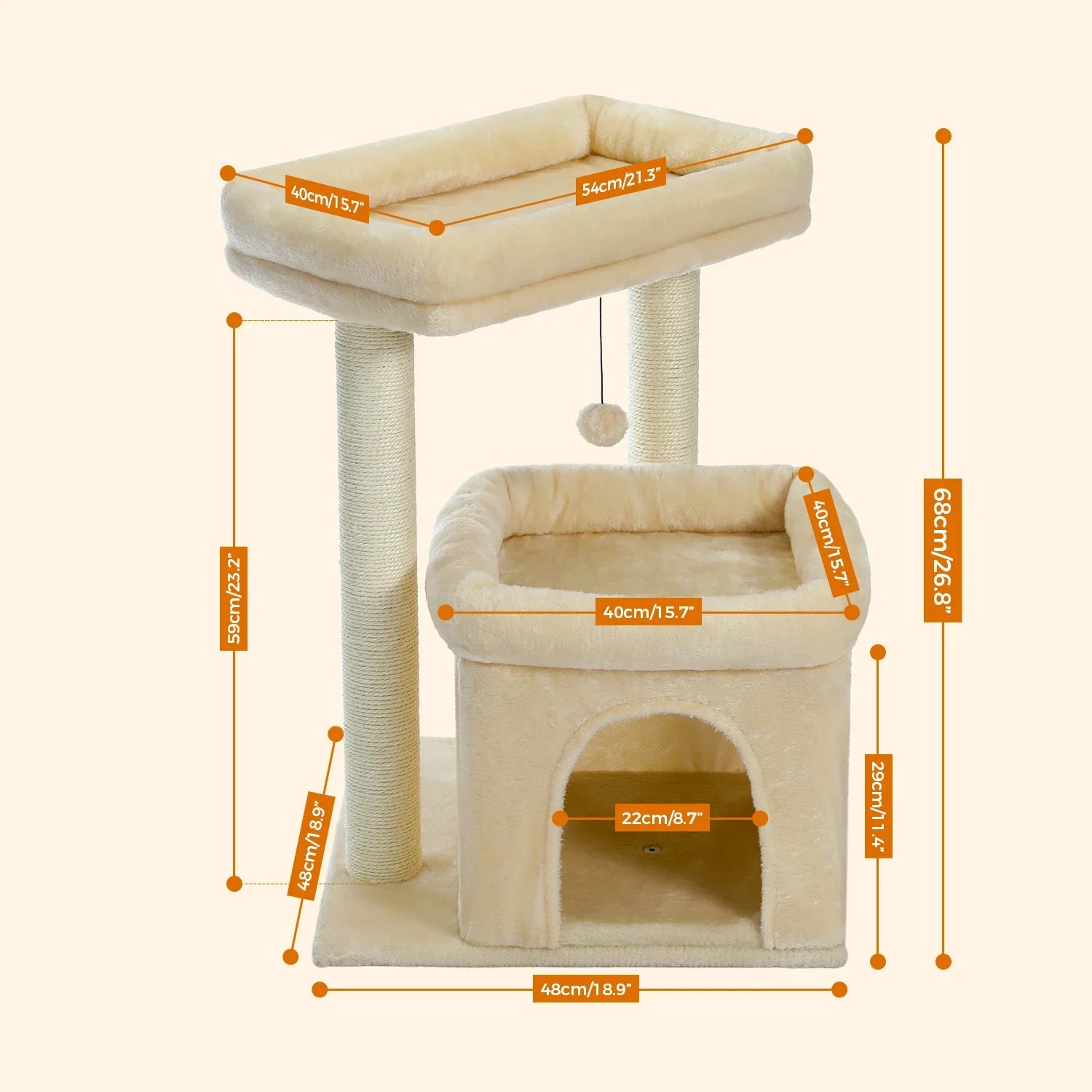 Indoor Cat Tree Tower with Double Perches and Cozy Condo-My Little Pet