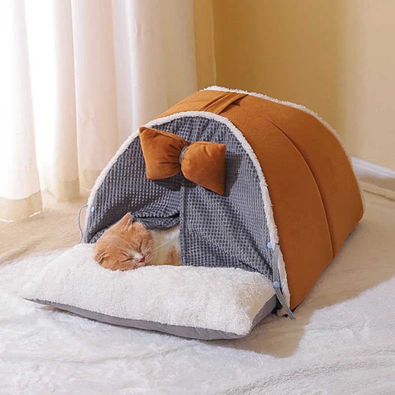 Cozy Winter Cat Tent - Plush and Warm Pet Bed-My Little Pet