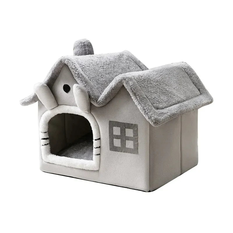 Foldable Cat House Winter Warm Cave Bed-My Little Pet