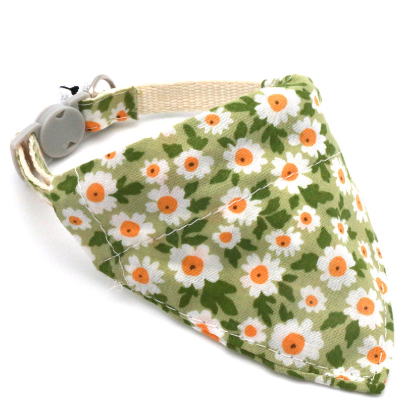 Adjustable Daisy Print Pet Bandana Collar - Breakaway Design for Cats & Small Dogs-My Little Pet