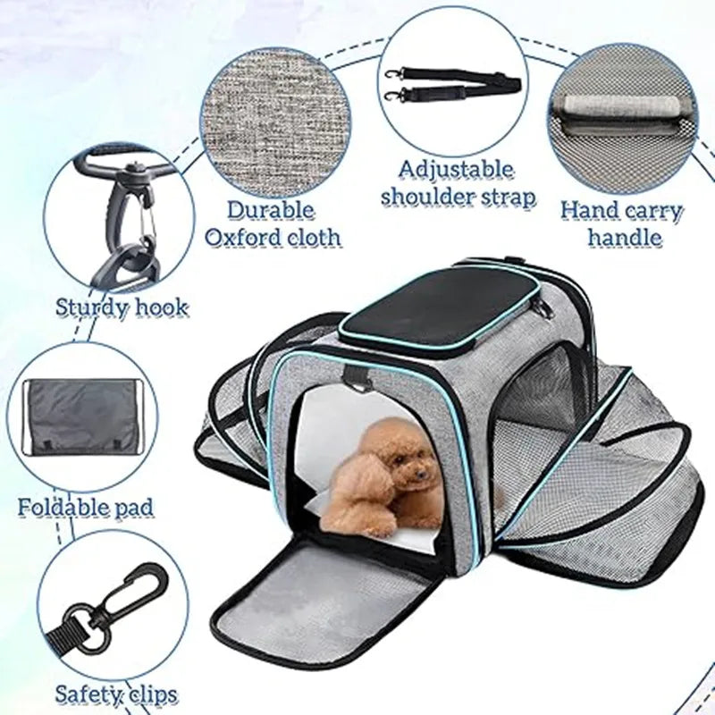 Portable Breathable Pet Carrier Backpack - Foldable Cat and Dog Transport Bag for Outdoor Travel-My Little Pet