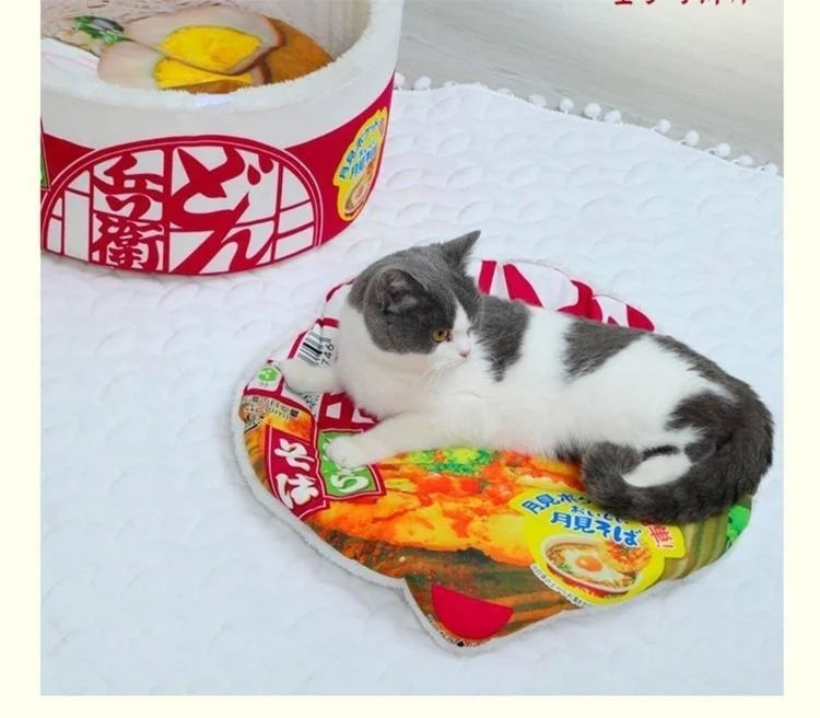 Trendy Instant Noodle Cat Bed – Cozy and Creative Sleeping Litter for All Seasons-My Little Pet