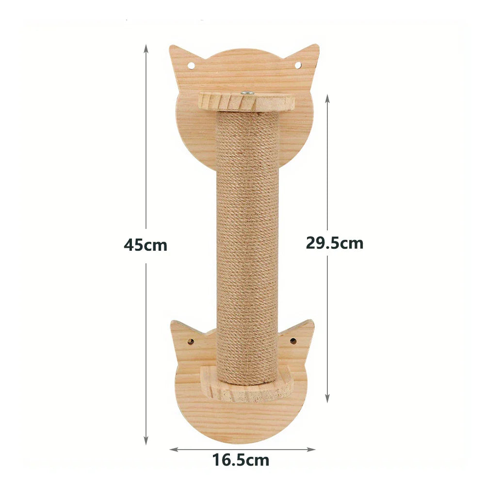 Wall-Mounted Cat Scratching Post with Wooden Base-My Little Pet