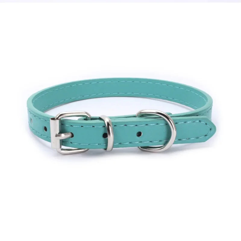 Adjustable Leather Dog and Cat Collar with Alloy Buckle-My Little Pet