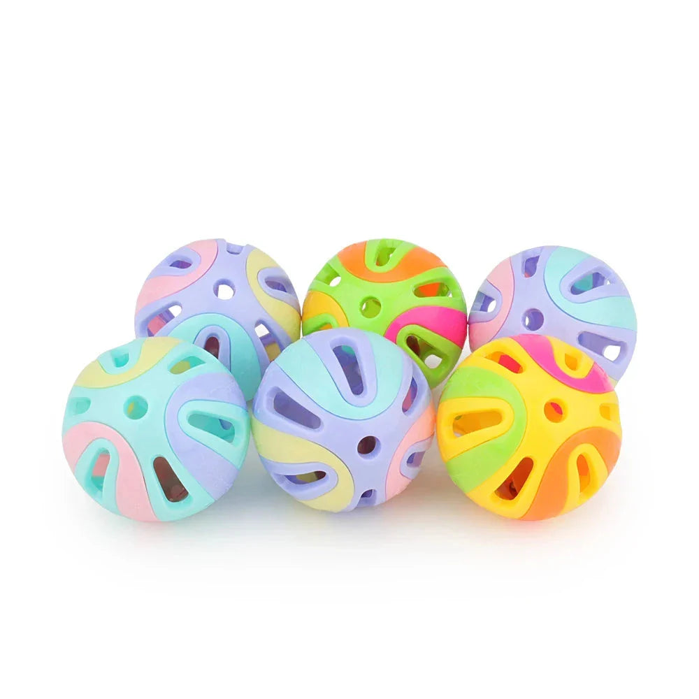 6-Pack Colorful Plastic Ball Cat Toys with Bells-My Little Pet