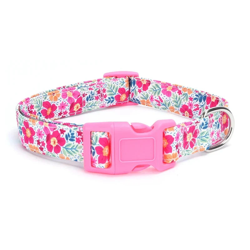 Adjustable Floral Print Nylon Dog Collar for All Dog Sizes-My Little Pet