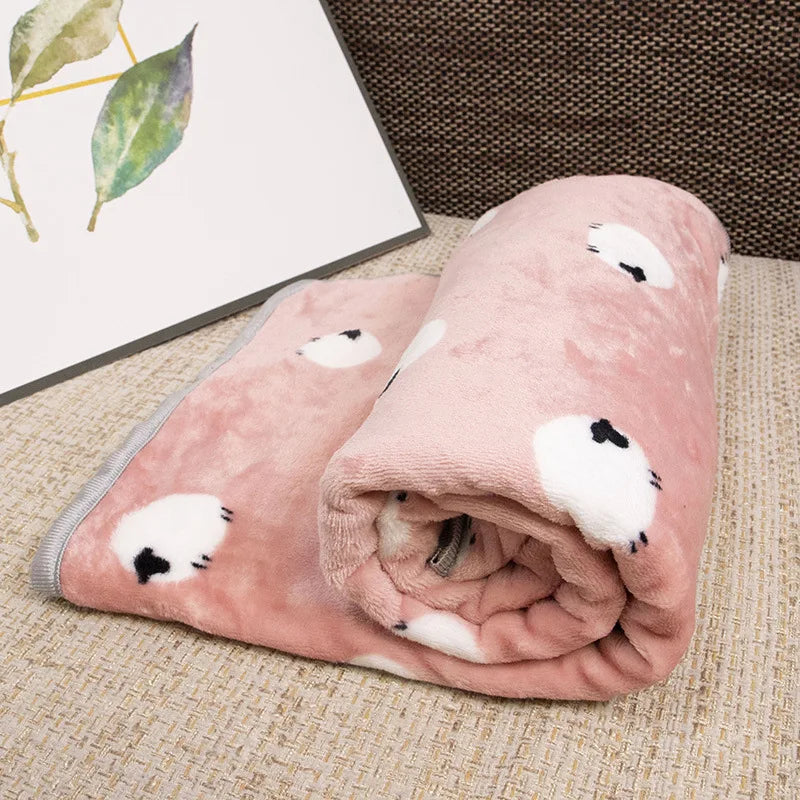 Cozy Flannel Pet Blanket for Dogs and Cats - Winter Warmth with Cartoon Designs-My Little Pet