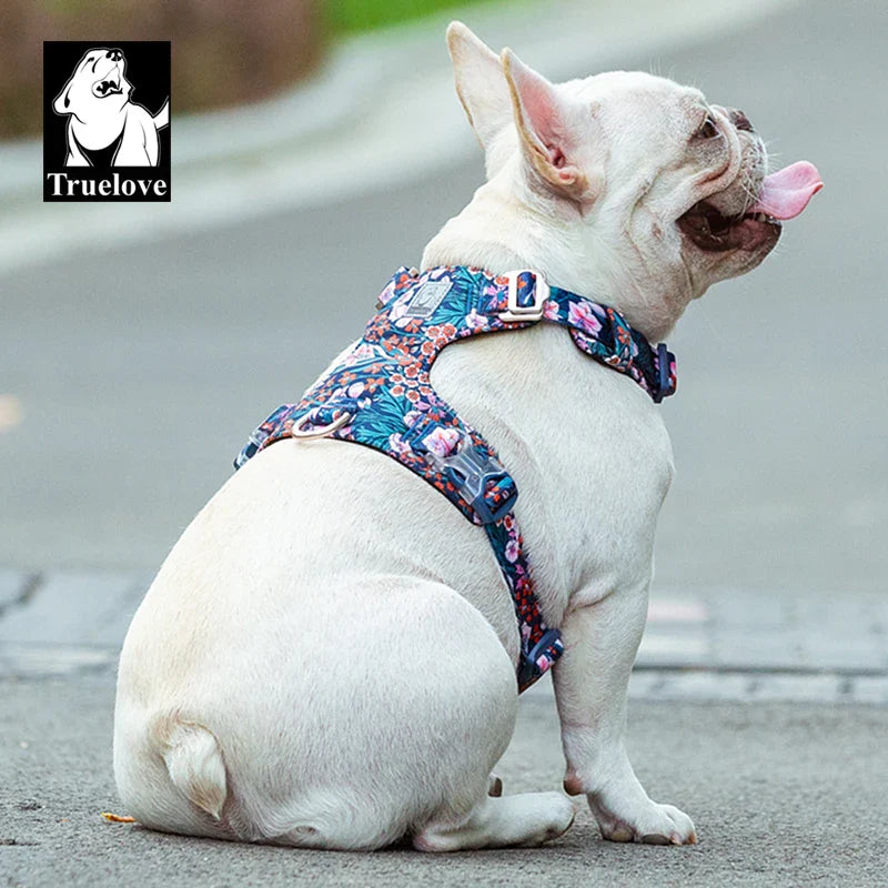 Truelove Floral Cotton Dog Harness - Reflective, Quick Release - Sizes XXS to XL-My Little Pet