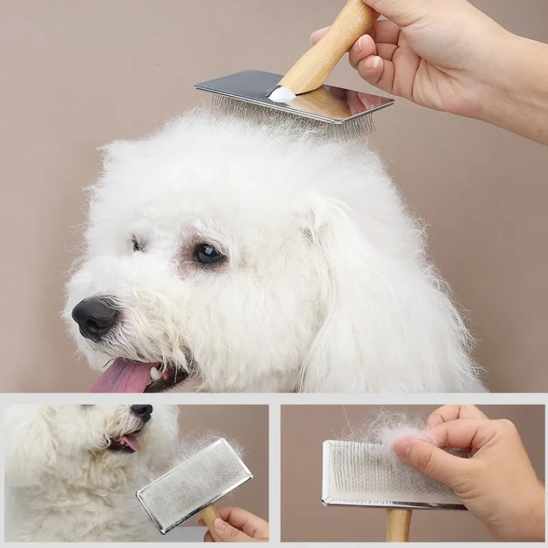 Premium Wooden Dog Comb and Cat Brush - Grooming and Massage Tool with Stainless Steel Teeth-My Little Pet