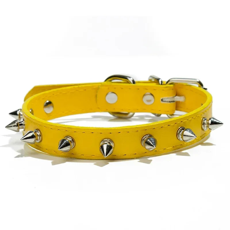 Leather Spiked Dog & Cat Collar - Stylish Studded Neck Strap for Pets-My Little Pet