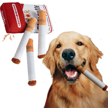 Interactive Cigarette Plush Dog Toy with Squeaker-My Little Pet