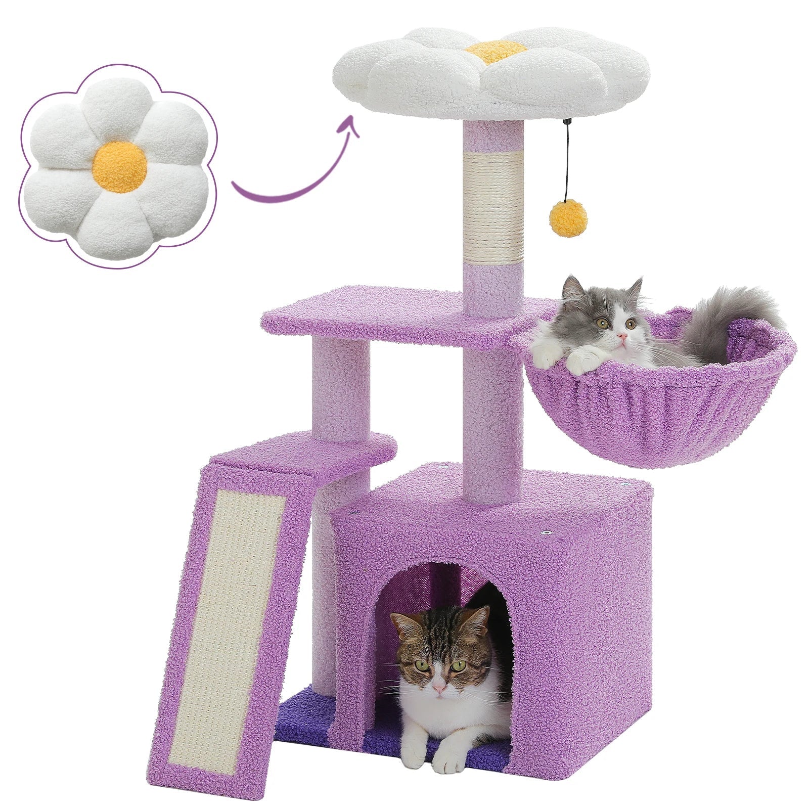 Luxury Indoor Cat Tree with Hammock, Double Condos, and Scratching Posts-My Little Pet