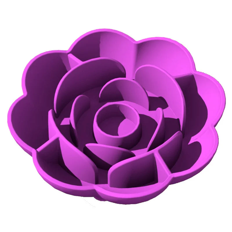 Rose-Shaped Silicone Slow Feeder Bowl for Dogs and Cats-My Little Pet