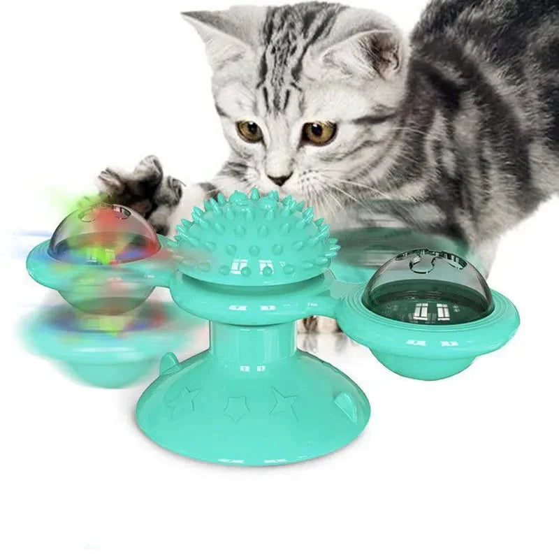 Interactive Windmill Cat Toy with Freeze-Dried Catnip-My Little Pet