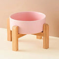 Ceramic and Wood Elevated Pet Feeder for Dogs-My Little Pet