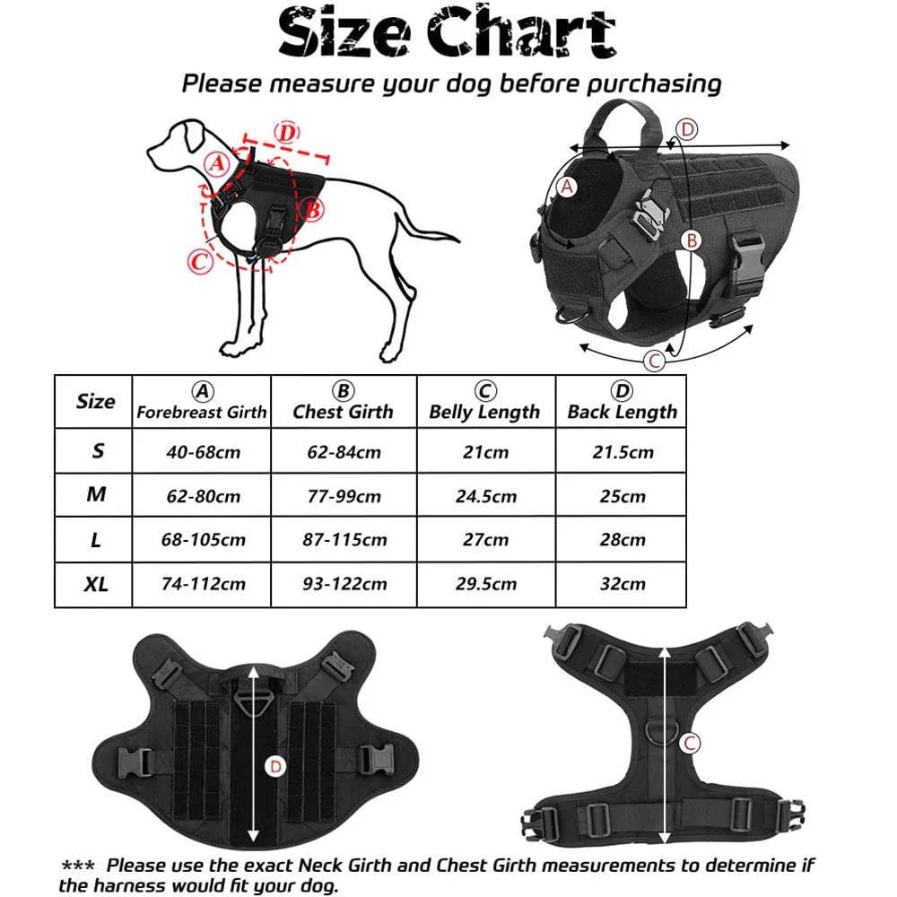 Tactical Dog Harness and Leash Set for All Dog Sizes-My Little Pet