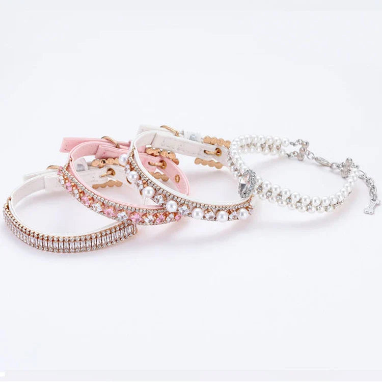 Elegant Pearl and Rhinestone Pet Collar-My Little Pet