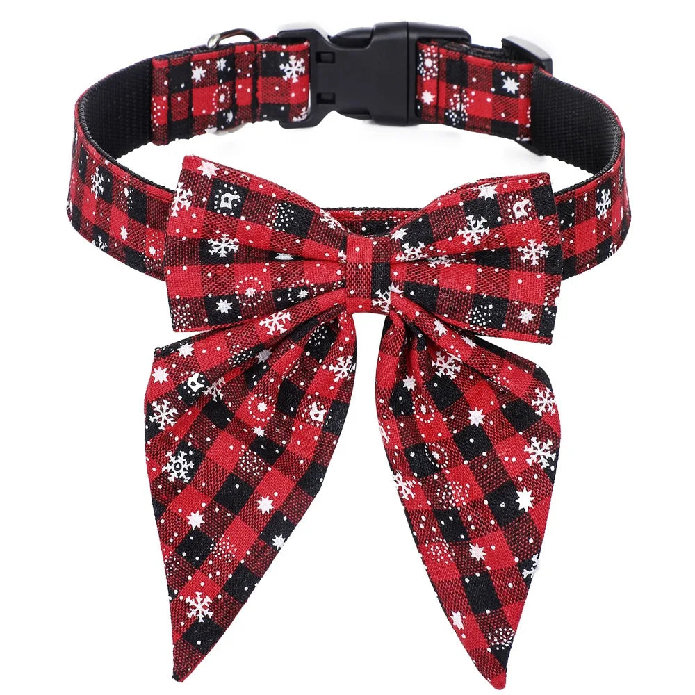 Festive Snowflake Bow Collar for Dogs and Cats-My Little Pet