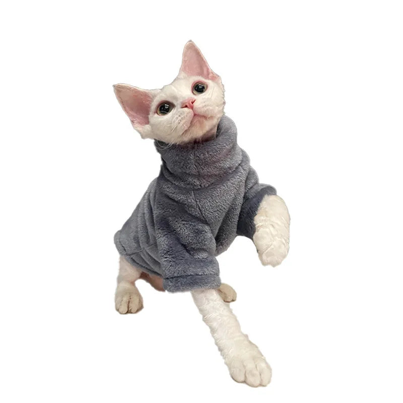 Sphynx Cat and Small Dog Winter Sweater - Turtleneck, Warm Fleece Pullover-My Little Pet