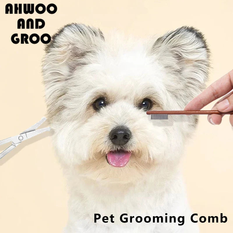 Pet Grooming Essentials: Facial Cleaning Comb & Eye Care Scissors Set for Dogs and Cats-My Little Pet