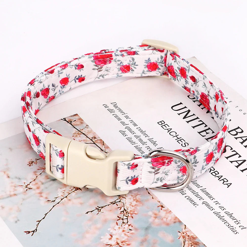 Adjustable Nylon Dog Collar with Floral Print for All Dog Sizes-My Little Pet