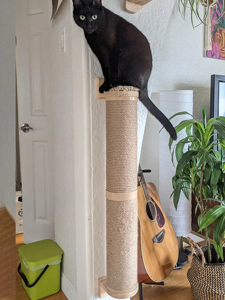 Wall-Mounted Cat Scratching Post with Wooden Base-My Little Pet