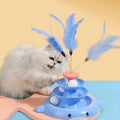 Interactive Cat Turntable Toy with Rotating Ball and Teaser Stick-My Little Pet