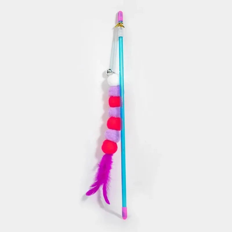 Interactive Cat Wand with Feathers and Bells-My Little Pet