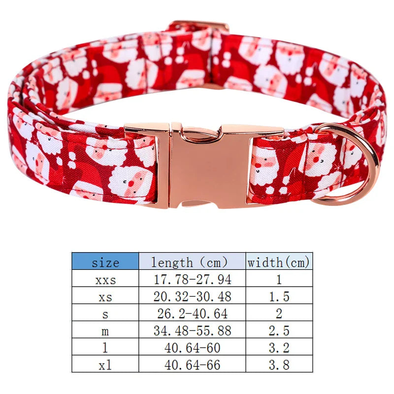 Personalized Christmas Dog Collar with Bow - Red Santa Design for All Sizes-My Little Pet