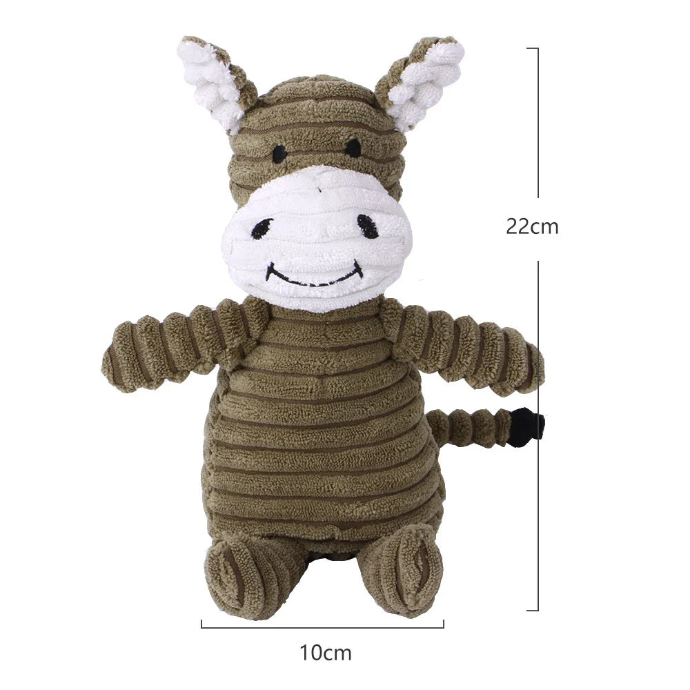 Plush Dog Toy Animals Shape Bite Resistant Squeaky Toys Corduroy Dog Toys for Small Large Dogs Puppy Pets Training Accessories-My Little Pet