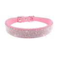 Elegant Suede Leather Dog Collar with Rhinestones-My Little Pet