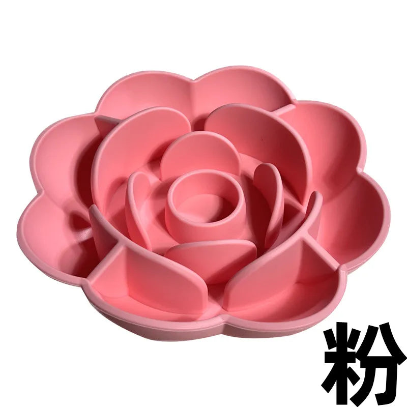 Rose-Shaped Silicone Slow Feeder Bowl for Dogs and Cats-My Little Pet