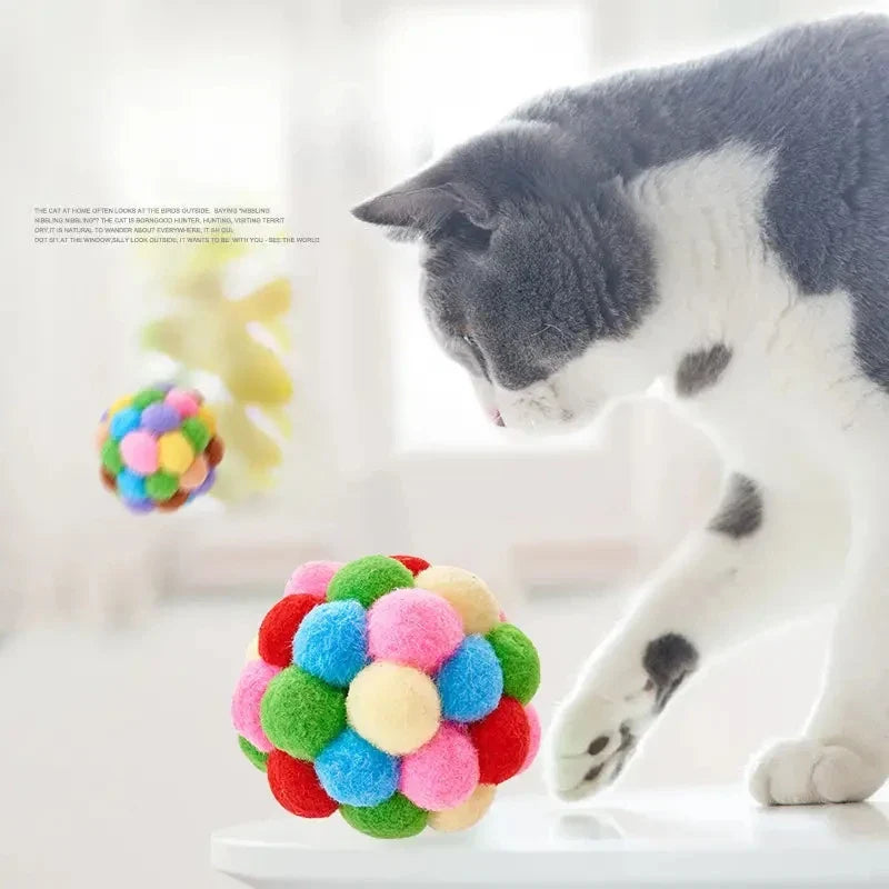 3-Piece Cat Toy Set: Plush, Woolen, and Bell Balls-My Little Pet