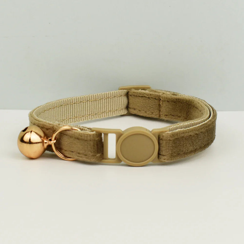 Velvet Cat Collar with Adjustable Safety and Bell-My Little Pet