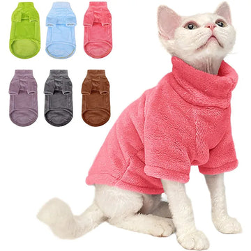 Sphynx Cat and Small Dog Winter Sweater - Turtleneck, Warm Fleece Pullover-My Little Pet